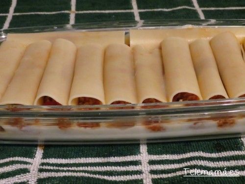 Canelones en la fuente.