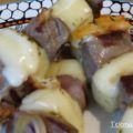 Brochetas de solomillo con queso provolone.
