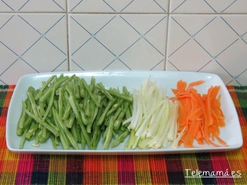 Verduras en juliana.
