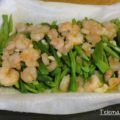 Judías verdes con gambas en papillote.