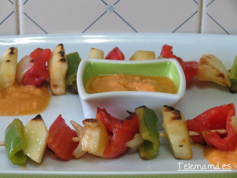 Brochetas de verduras, detalle.