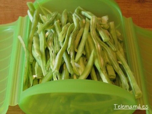Lékué con las judías verdes.