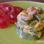 Revuelto de judías verdes con gambas.