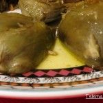 Alcachofas o alcauciles con salteado de ajos.