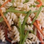 Espirales con verduras salteadas.