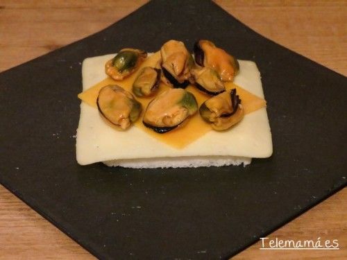Colocamos los mejillones.